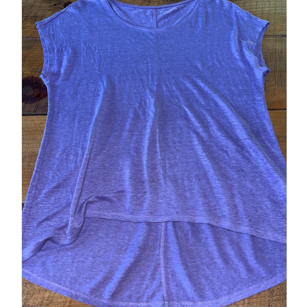 Eileen‎ Fisher Womens 100% Linen Purple Short Sleeve Flowy Blouse Cap Sleeve XS